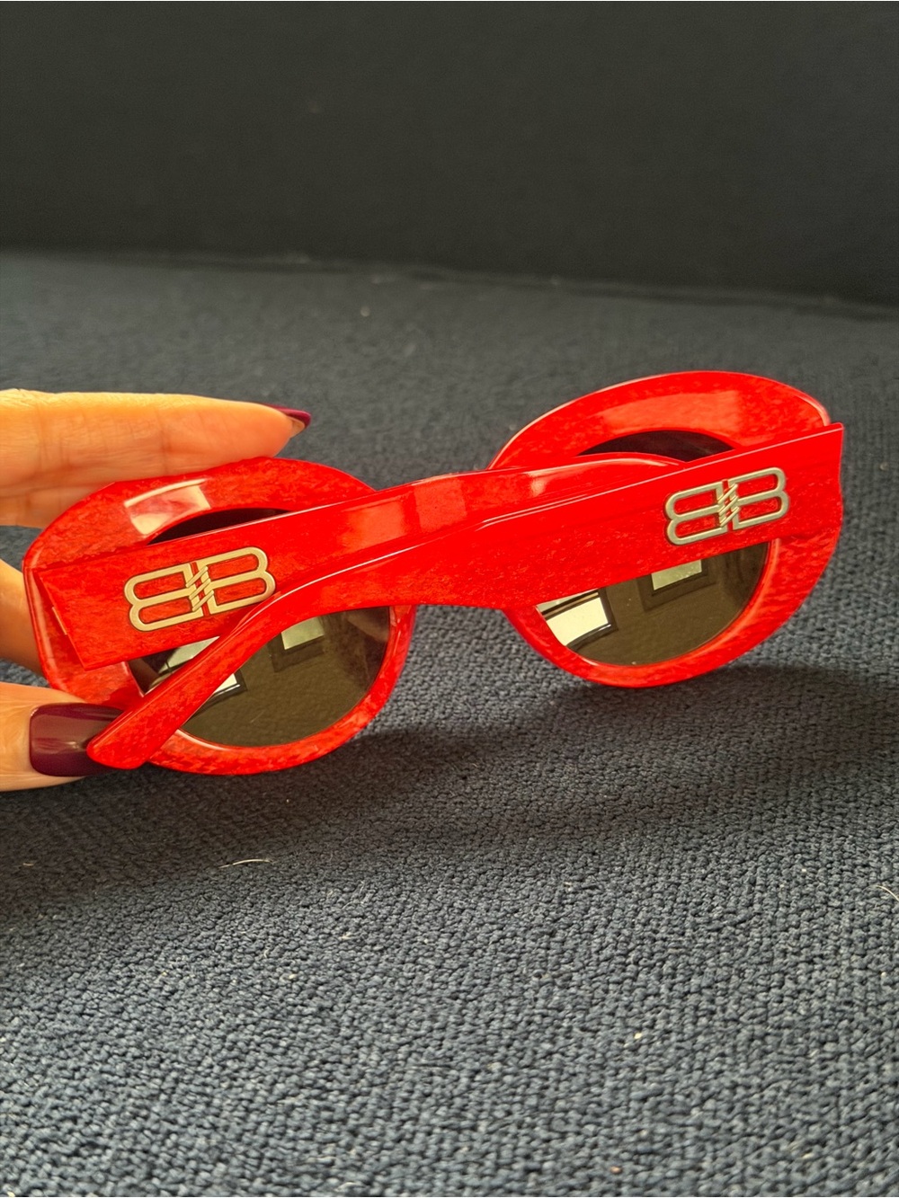 Balenciaga Dark Red Oval Sunglasses - Picture 4 of 6